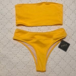 Zaful Yellow Longline/highwaist bikini